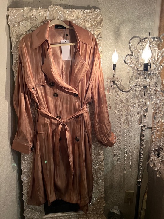 AKIRA Jackets & Blazers - AKIRA Satin Trench Coat in Rose